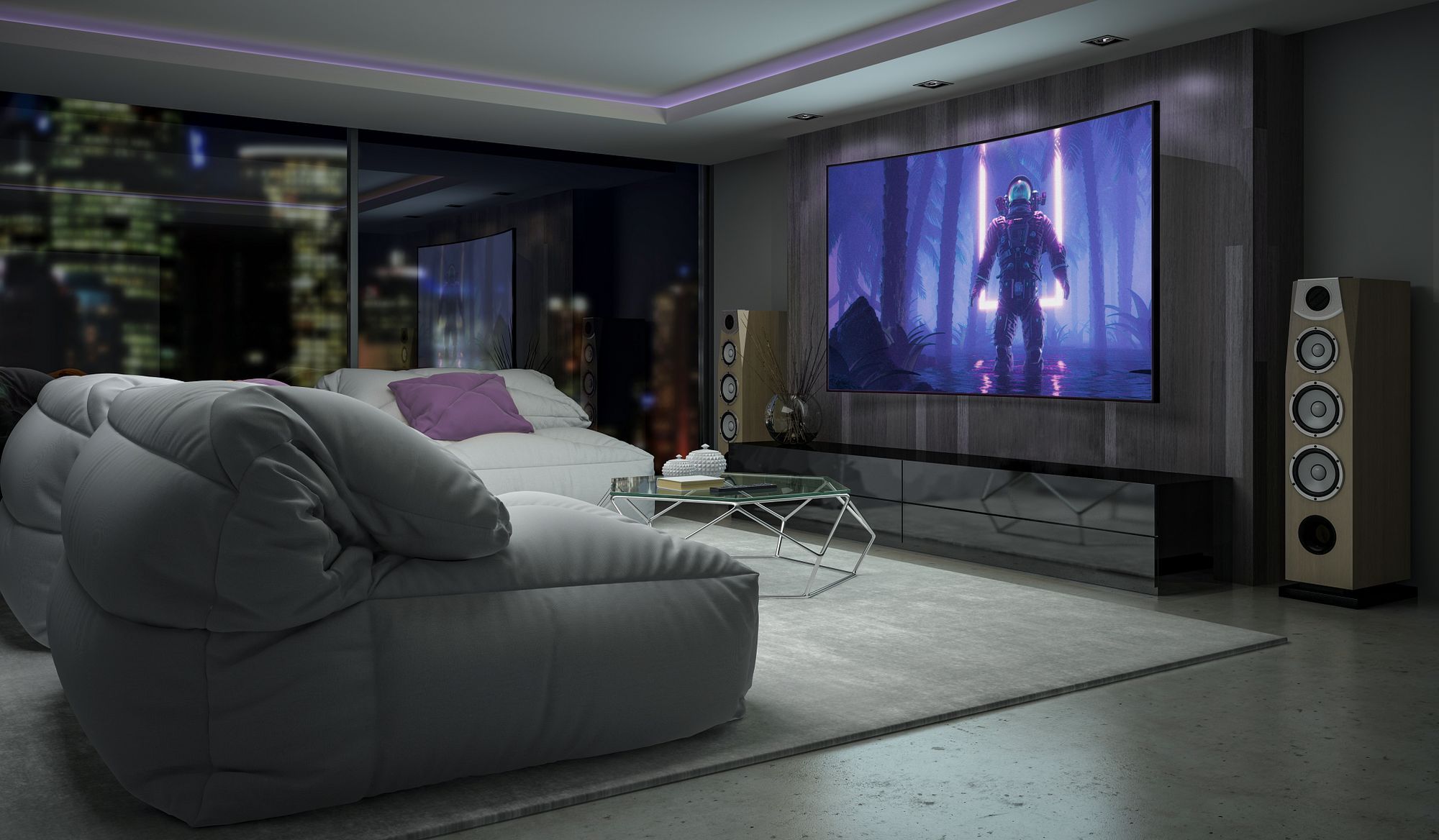 A home cinema room ready for a film
